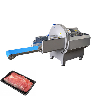 Industrial Meat Slicer and Chop Cutter Machine to Cutting Frozen Beef with Outfeed Conveyor